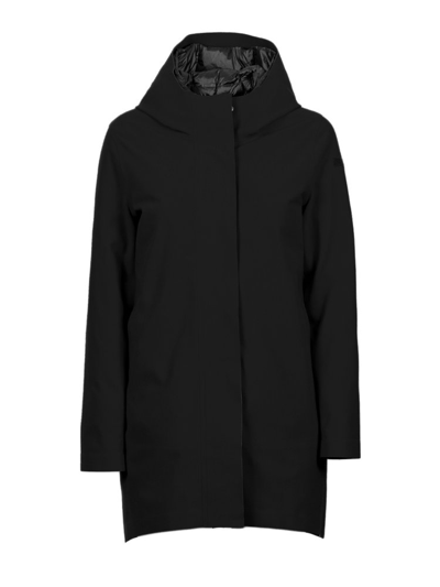 Shop Rrd Hooded Buttoned Coat In Black