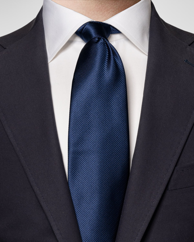 Shop Eton Men's Solid Silk Twill Tie In Blue