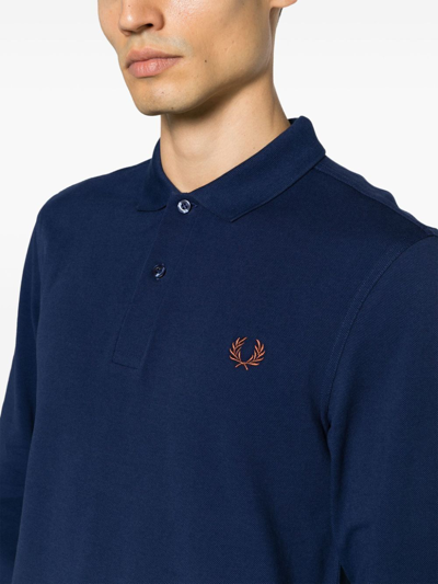 Shop Fred Perry Fp Long Sleeve Plain  Shirt In Blue