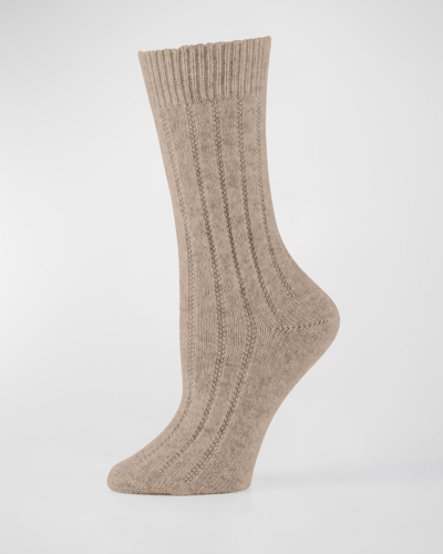Shop Neiman Marcus Cashmere Ribbed Socks In Dolcezza