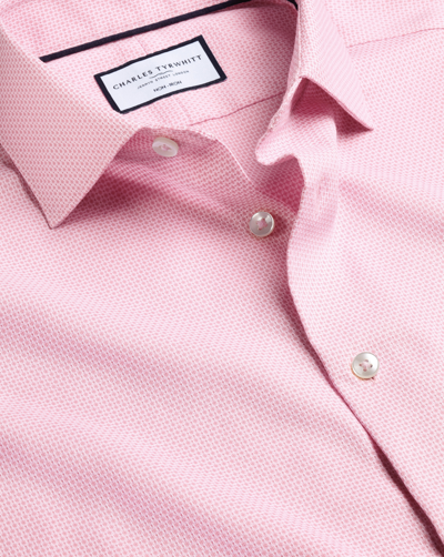 Shop Charles Tyrwhitt Men's  Non-iron Stretch Texture Oval Dress Shirt In Pink