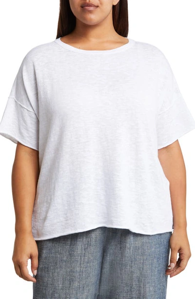 Shop Eileen Fisher Organic Linen & Organic Cotton T-shirt In White