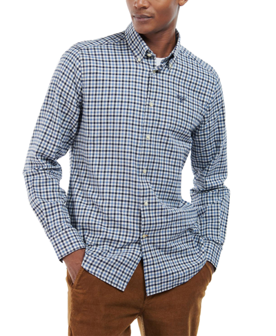 Shop Barbour Men's Finkle Tailored-fit Gingham Check Button-down Twill Shirt In Navy