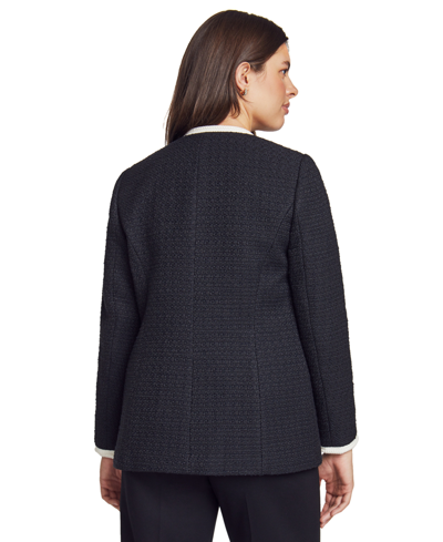 Shop Anne Klein Women's Open-front Tweed Cardigan Jacket In Anne Black,anne White