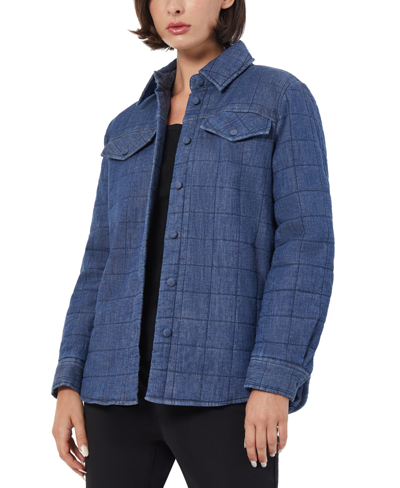 Shop Jones New York Women's Denim Quilted Oversized Shirt Jacket In Indigo- Dark Wash