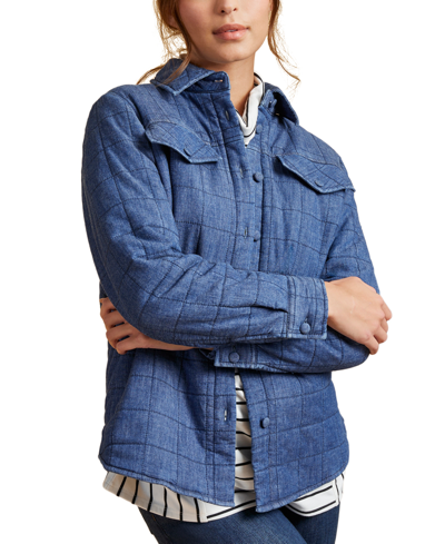 Shop Jones New York Women's Denim Quilted Oversized Shirt Jacket In Indigo- Dark Wash