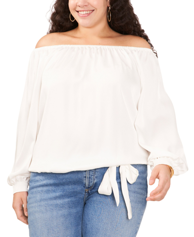 Shop Vince Camuto Trendy Plus Size Off-the-shoulder Top In New Ivory