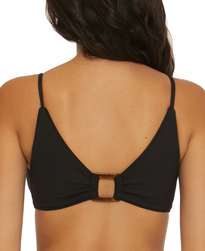 Shop Becca Women's Modern Edge Convertible Ribbed Bikini Top In Black