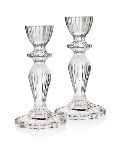 Godinger Set Of 2 Atlantic Candle Holders In Crystal