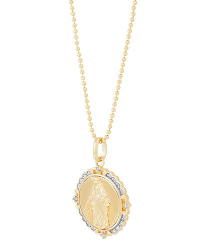 Shop Macy's Diamond Mary Pendant Necklace (1/10 Ct. T.w.) In 14k Gold-plated Sterling Silver, 16" + 4" Extender