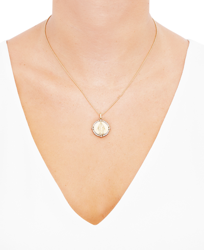Macy's Diamond Mary Pendant Necklace (1/10 Ct. T.w.) In 14k Gold-plated Sterling Silver, 16" + 4" Extender In Gold-plated Sterling Silver