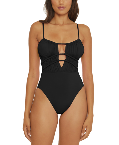 Shop Becca Women's Color Code Cutout One-piece Swimsuit In Black