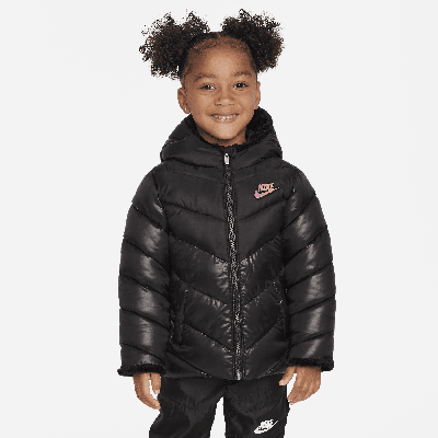 Shop Nike Colorblock Chevron Puffer Jacket Toddler Jacket In Black