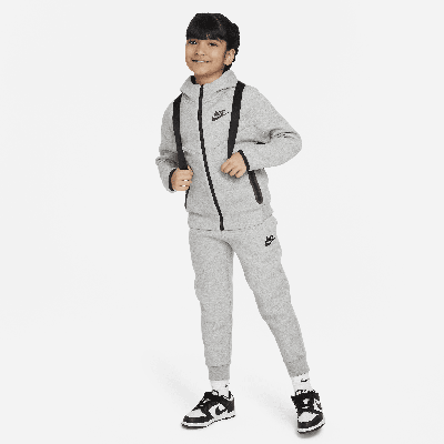 Shop Nike Sportswear Tech Fleece Full-zip Set Little Kids 2-piece Hoodie Set In Grey