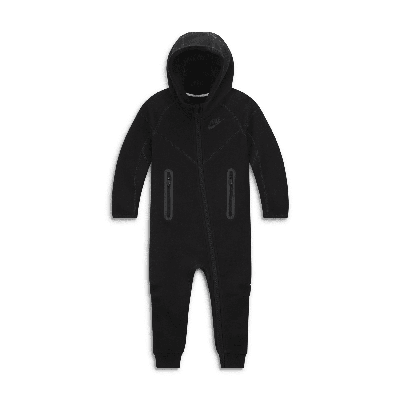 Shop Nike Sportswear Tech Fleece Hooded Coverall Baby Coverall In Black