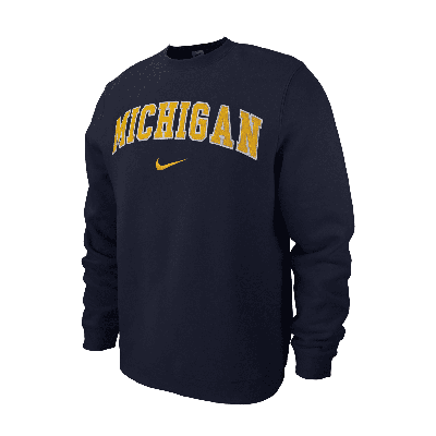 Shop Nike Michigan Club Fleece  Men's College Crew-neck Sweatshirt In Blue