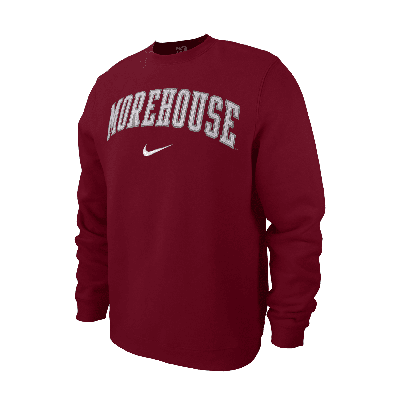 Shop Nike Morehouse Club Fleece  Men's College Crew-neck Sweatshirt In Red