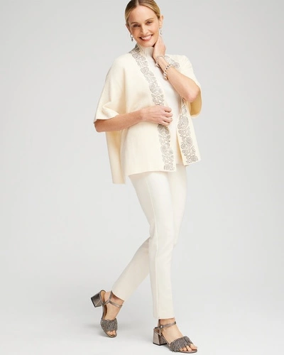 Shop Chico's Embellished Placket Sweater Ruana In Ivory Size Large/xl |  In English Cream
