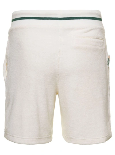 Shop Autry White Bermuda Shorts With Drawstring And Staple X Logo Detail In Jersey