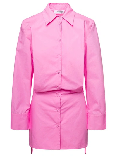 Shop Attico Pink Margot Mini Shirt-dress In Cotton