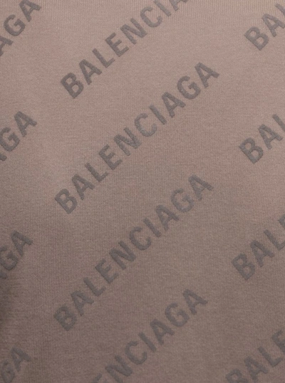 Shop Balenciaga Tight And Short Cardigan In Turtledove In Cotton Knit With Puff Ink Allover Logo In Grey