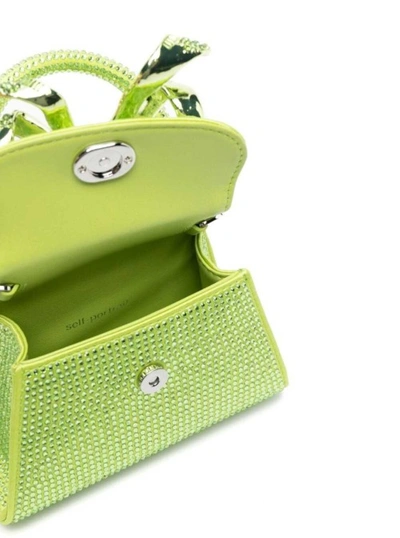 Shop Self-portrait Green Hot Fix Micro Bow Bag