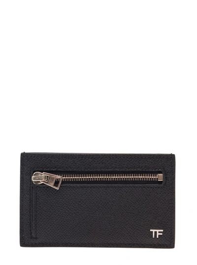 Shop Tom Ford Zip Cardcase Ft Silver In Black