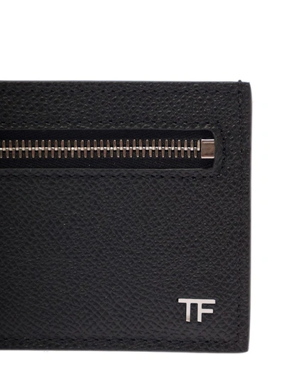 Shop Tom Ford Zip Cardcase Ft Silver In Black