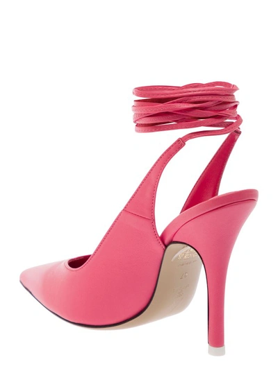 Shop Attico Pointed Toe Pumps With Strap Detail In Pink Leather In Burgundy