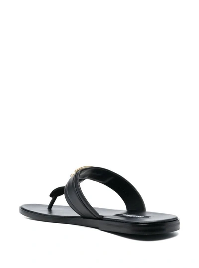 Shop Tom Ford Black Thongs Sandals With Metal T Detail In Leather
