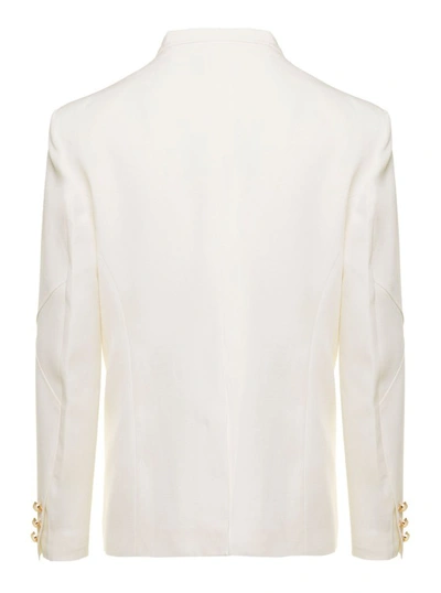 Shop Casablanca Envelope Jacket Viscose Silk Suiting In White