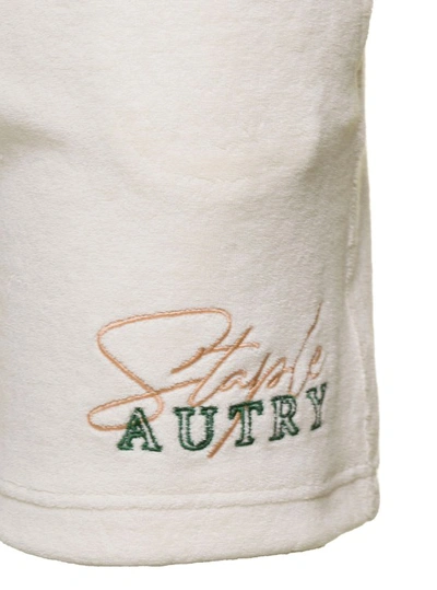 Shop Autry White Bermuda Shorts With Drawstring And Staple X Logo Detail In Jersey