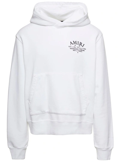 Shop Amiri Arts District' White Hoodie With Logo Print In Cotton