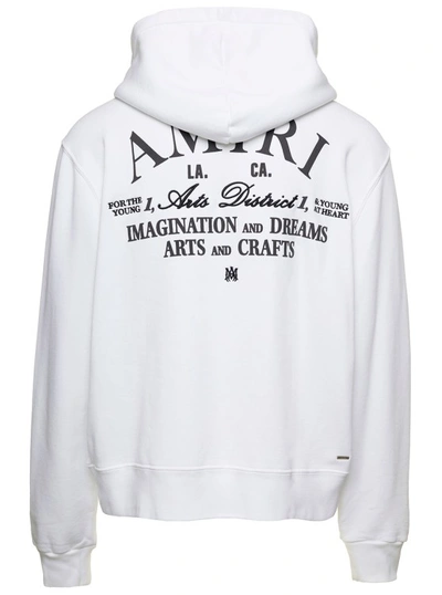Shop Amiri Arts District' White Hoodie With Logo Print In Cotton