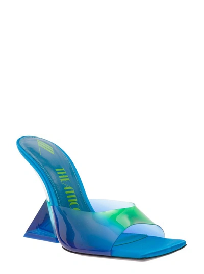 Shop Attico Cheope' Degrade Blue Mules With Pyramidal Wedge In Pvc