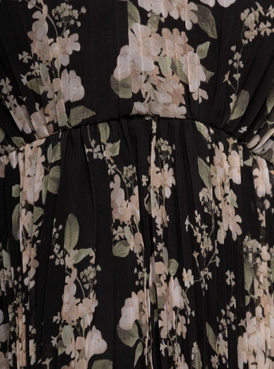 Shop Zimmermann Black Floral-printed Pleated Sunray Mini Dress In Chiffon