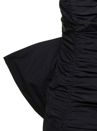 Shop Rotate Birger Christensen Mini Black Pleated Dress With Oversized Box On The Back In Taft