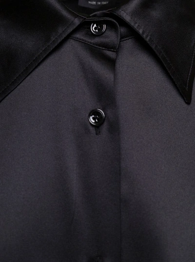 Shop Tom Ford Black Relaxed Shirt With Pointed Collar In Stretch Silk