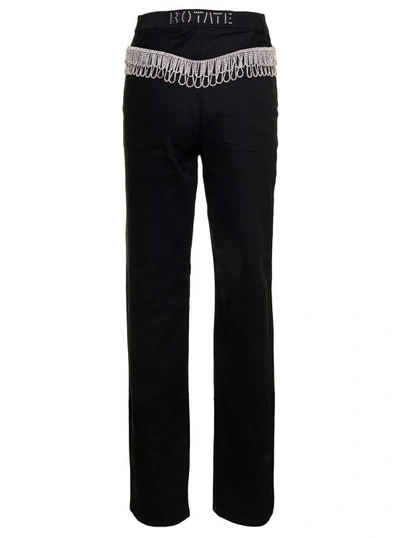 Shop Rotate Birger Christensen Black High-waist Jeans With Jewel Detail At The Back In Cotton