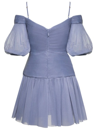 Shop Zimmermann Light-blue Pleated Mini Dress In Chiffon