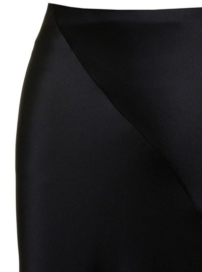 Shop Alberta Ferretti Maxi Black Skirt With Diagonal Stitching In Silk Blend