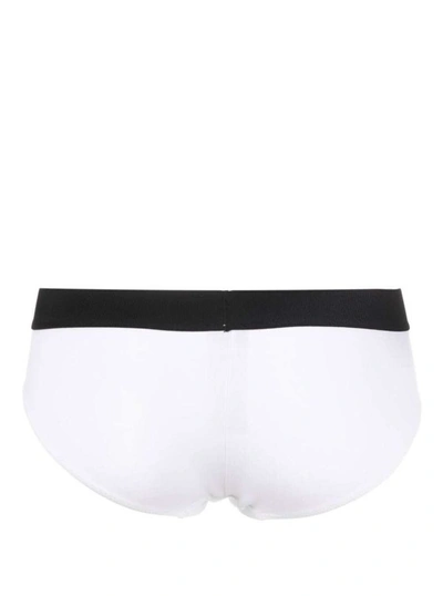 Shop Tom Ford Signature Boy Short' White Brief With Logo Waistband In Stretch-jersey