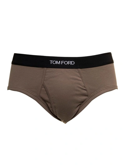 Shop Tom Ford Brown Cotton Briefs With Logo