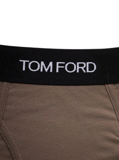 Shop Tom Ford Brown Cotton Briefs With Logo