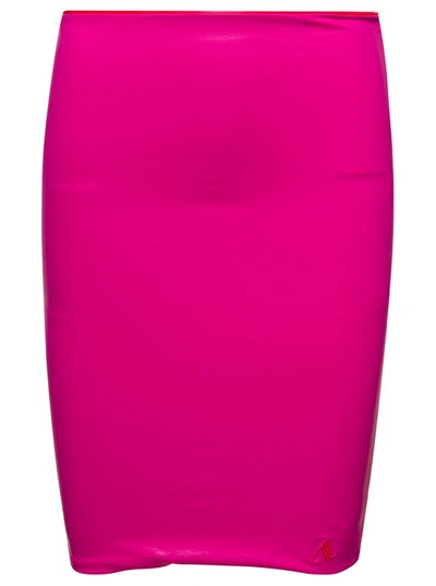 Shop Attico Metallic Sheen Skirt In Fuchsia Pink Technical Fabric