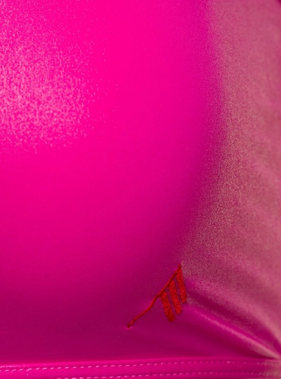 Shop Attico Crossover-strap Bikini Set With Embroidered Logo In Technical Fabric In Pink