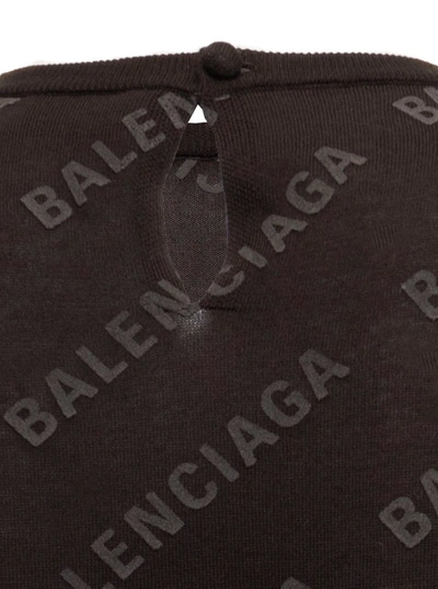 Shop Balenciaga Brown Ultralight Cotton T-shirt With Allover Logo Print In Black
