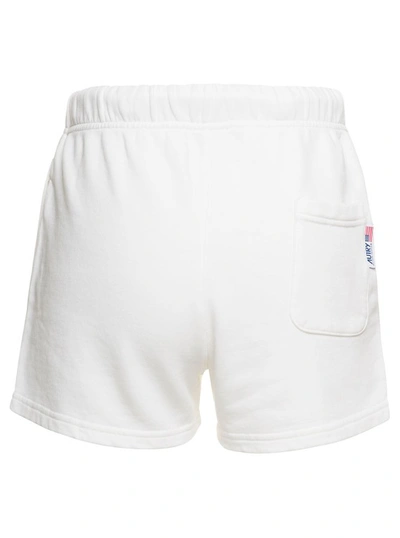 Shop Autry White Sport Shorts With Drawstring And Logo Print White In Cotton
