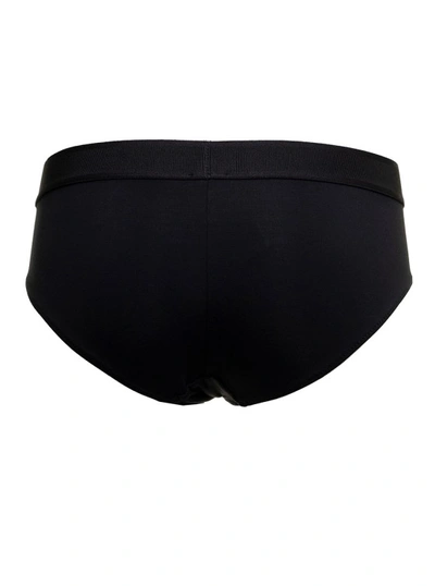Shop Tom Ford Signature Boy Short' Black Briefs With Logo Waistband In Stretch-jersey