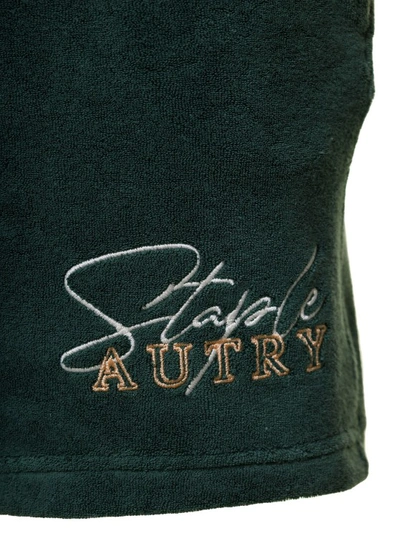 Shop Autry Green Bermuda Shorts With Drawstring And Staple X Logo Detail In Jersey In Black